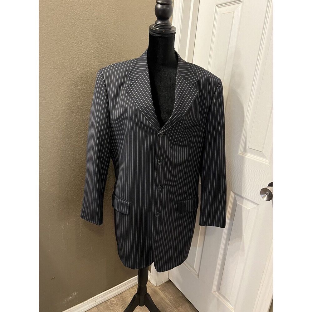 Ranieri Uomo Blue Pinstripe‎ Blazer 4 Button Barlo 100% Wool 42